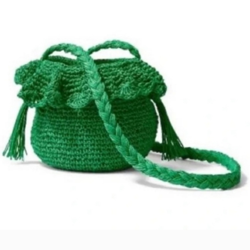 RHODE × Target Woven Raffia Kelly Green Bucket Bag NWT